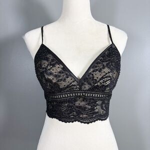 Vintage? Lace Bralette Studded‎ Sparkle Padded 4 32B? Whimsigoth Lace Romantic